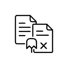 Poster - Document symbol with an X mark a stylized tree icon on file paper