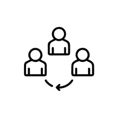 Aufkleber - Line art three people connected by a circular arrow on person human
