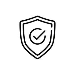 Poster - Shield symbol with checkmark inside a circle on security concept protection tick