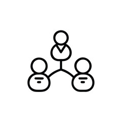 Aufkleber - Line art diagram a central figure connected to two other figures on connection network