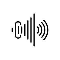 Poster - Sound wave symbol with curved lines vertical bars on a audio music