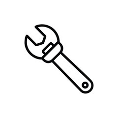 Poster - Outline wrench symbol on simple handdrawn a repair tool icon