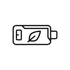 Poster - Outline battery icon with a leaf symbol representing eco-friendly energy on nature