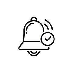 Poster - Bell icon with checkmark inside circle sound waves on notification alert