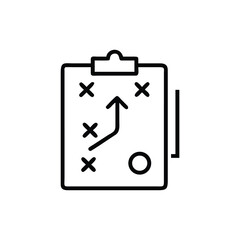 Aufkleber - Handdrawn clipboard with Xs Os an arrow representing a strategy or plan circle