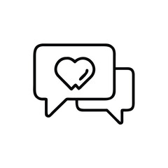 Aufkleber - Outline speech bubbles with a heart symbol on handdrawn love