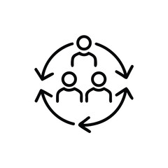 Aufkleber - Handdrawn three people inside a circular arrow representing teamwork collaboration