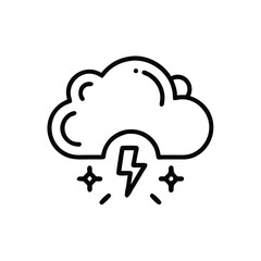 Poster - Handdrawn cloud with lightning bolt starbursts on storm weather