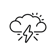 Poster - Handdrawn a cloud with lightning sun elements on a weather storm
