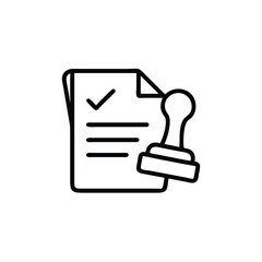 Poster - A document with a checkmark a stamp symbol on paper tick