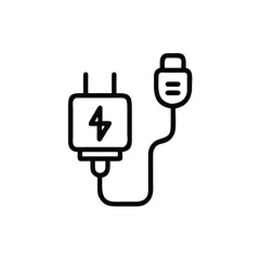Poster - Outline an electrical plug a charging cable with a lightning bolt symbol charger