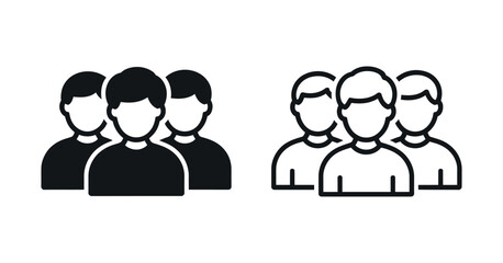 Fototapete - Two Groups of People Icons in Solid and Outline Styles