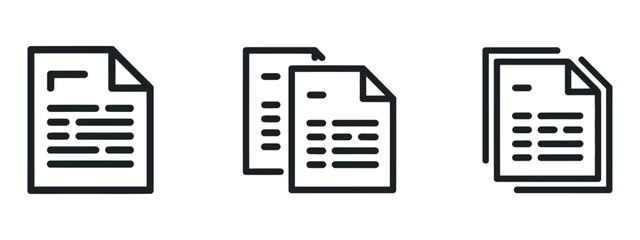 Fototapete - Multiple Document Files Outline Icon Set