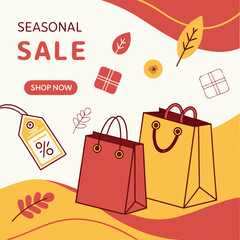 Poster - Eye catching sale banner design featuring vibrant abstract shapes and bold typography perfect for promoting seasonal discounts and attracting customers with its modern and dynamic