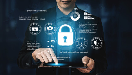 Poster - Cyber security protects against breaches, hacks, and network attacks using strong infrastructure and proactive digital defense strategies. Vouch