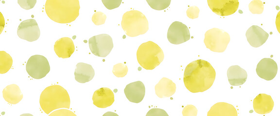 Wall Mural - Watercolor background with a seamless pattern of yellow and green spots.