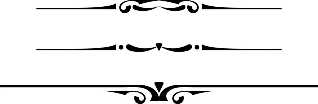 black and white set of delimiters for text, dividers	
