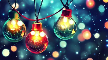 Poster - Festive light bulbs glowing brightly against a colorful background during a celebration evening, flashing light bulbs festive able background