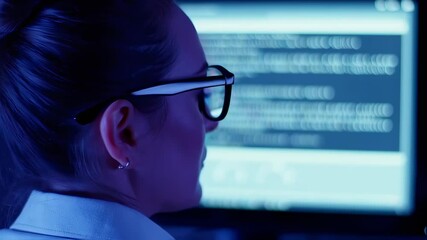 Night Coder: Woman Focused on Programming