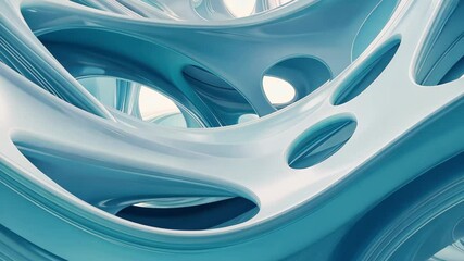 Fototapete - Futuristic blue network design with seamless fluid shapes and intricate patterns in modern technology, Blue futuristic network shape Seamless