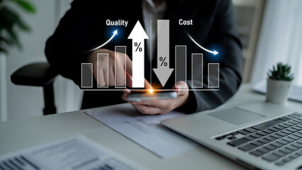 Poster - Increase quality and reduce cost represent quality, cost, and performance optimization for business strategy and resource efficiency Latch