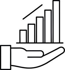 Poster - Minimal Line Art Icon of Hand Holding Growing Plant on Transparent Background