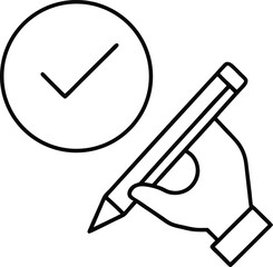 Poster - Minimalist Line Art Icon of Hand Holding a Pen on transparent background