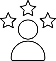 Poster - Minimal Line Art Person Icon with Three Stars on Transparent Background