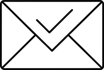 Poster - Minimal Line Art Email Icon with Check Mark on Transparent Background