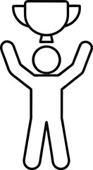 Poster - Minimal Line Art Icon of Person Holding Trophy on Transparent Background