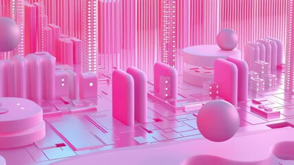 Aufkleber - Exploring the concept of minimal technology through colorful binary numbers in a futuristic cityscape, Binary numbers Minimal cartoony technology metaphor