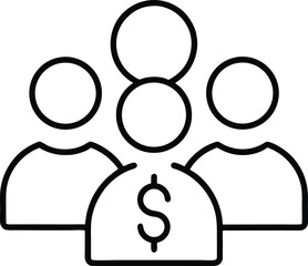 Poster - Minimalist Line Art Icon of Three People with Dollar Sign on transparent background
