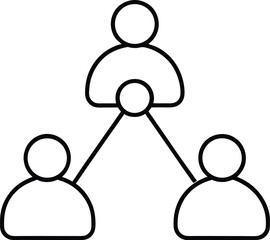 Poster - Minimal Line Art Icon of Three Connected People on Transparent Background
