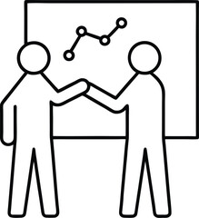 Poster - Minimal Line Art Icon of Two People Shaking Hands on transparent background