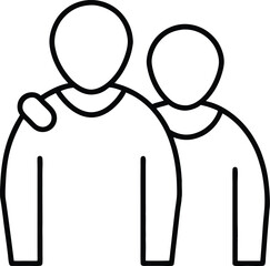 Poster - Minimalist Line Art Icon of Two People Shoulder to Shoulder on transparent background