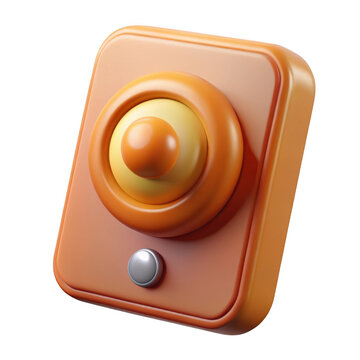Stylized orange speaker with yellow and silver accents isolated on transparent background
