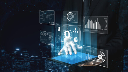 Poster - Big data visualization dashboard showing analytics, insights, and performance. Data supports decisions, data reveals trends, data powers analytics, and transforms strategy. Vouch