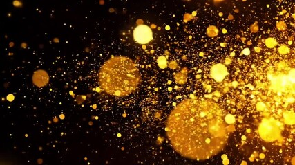 Poster - Abstract Golden Sparkles Flowing Against a Black Background for Festive Designs