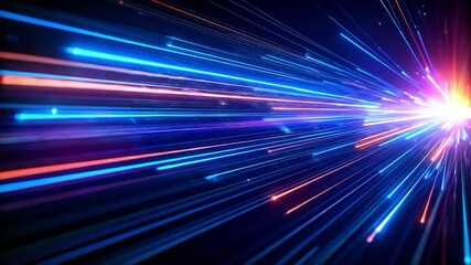Poster - Futuristic Abstract Digital Data Flow Visualization with Glowing Light Rays