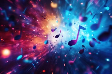 Poster - Dynamic abstract music icons create a captivating motion background experience for creative projects, abstract music icons motion background