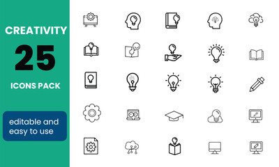 Fototapete - Creativity Line Editable Icons set. Vector illustration in modern thin line style of inventiveness-related icons: imagination, innovation, inspiration, originality, etc.