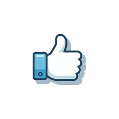 Poster - Stylized blue and white thumb up icon with a subtle shadow effect