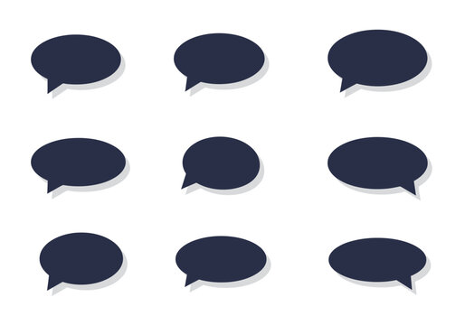 Dark Blue Speech Bubbles with Shadow Communication Concept Vector Illustration.