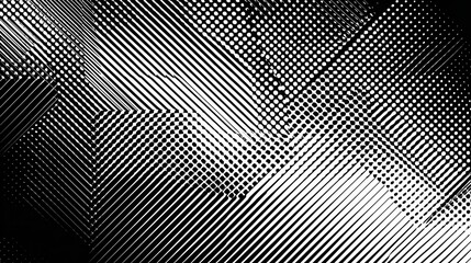 Poster - Abstract black and white halftone pattern background, digital art, geometric graphic, digital art, modern design, texture, pattern, monochrome, digital art.