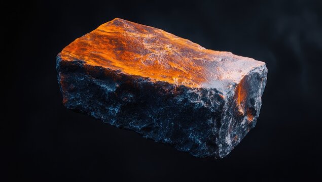 A glowing, rectangular stone block, isolated on black