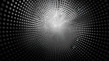 Aufkleber - Abstract dark radial dot pattern forming a tunnel, creating a modern dark design concept