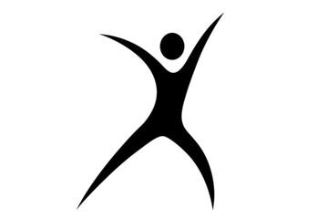 Poster - Abstract graphic featuring a stylized figure with arms raised, ideal for fitness or wellness designs, brand identity, or related creative applications.