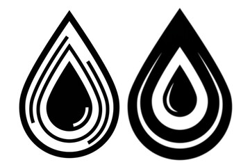 Poster - Two sleek raindrop icons evoke purity and moisture, ideal for logos or environmental designs in a minimalist style with organic elements.