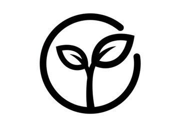 Poster - Elegant botanical design showing a plant sprout within a circle, ideal for organic product branding or sustainable business logo needs.