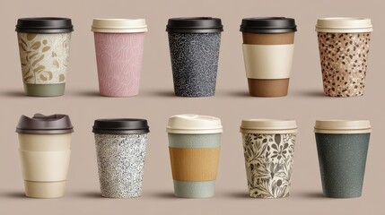 Poster - Coffee cup to go. coffee cups set collection, no logos, no brands
